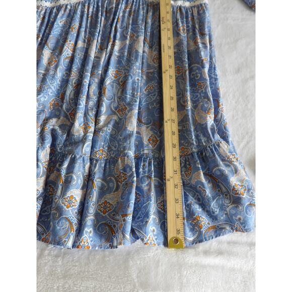 Bohemian Mini Babydoll Dress Flutter Sleeve Womens‎ Size Small Flowy Hippie Chic - Picture 6 of 9